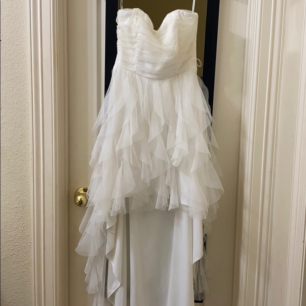 High-low strapless dress